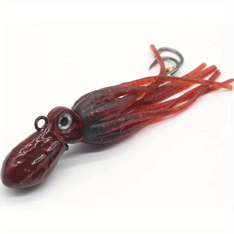 100g-450g Triple Size TPE Jig Bait - Deep Sea Giant Squid Lure with 2Treble Hooks, Realistic Fish Scale Detailing