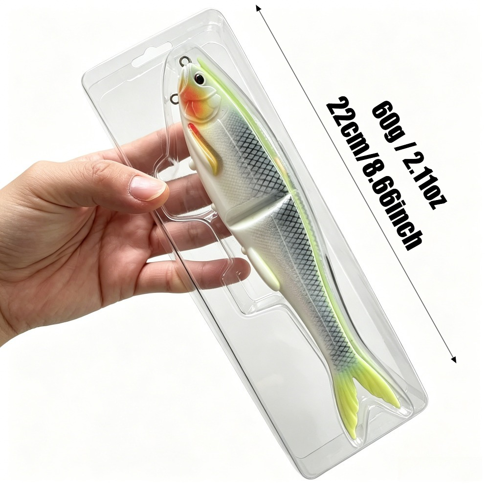 3D Printing Color Soft Bait 22cm Two-Part Fishing Lure with Dual Hooks