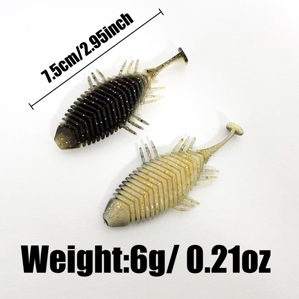 7.5cm Soft Plastic Creature Bait | T-Tail Swimbait with Side Legs | 6g Finesse Lure for Bass, Trout & Zander