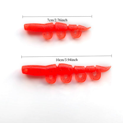 5/6PCS Soft Worm Shrimp Fishing Lure 70mm/100mm Artificial Baits Bass Silicone Fishing Lure