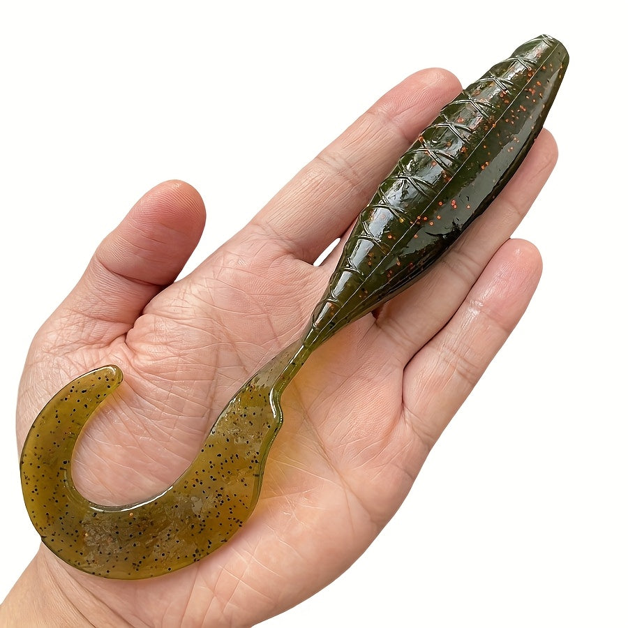 2PCS  High Elastic PVC Simulation Roll Tail Soft Bait Lure Fishing