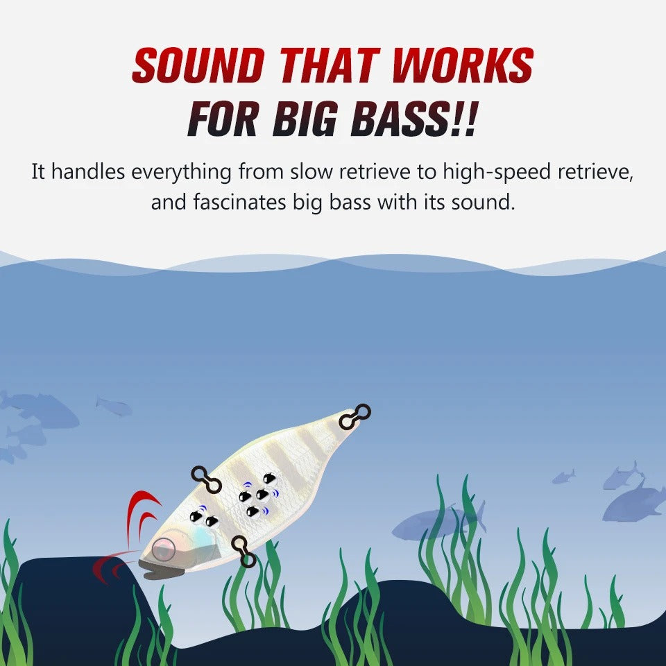12g Sinking VIB Lure - ABS Hard Bait with High-Frequency Vibrating Beads, 2.36inch Long Distance Casting for Bass & Pike