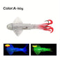 Big Eye Squid Fishing Lure - Glow-in-the-Dark UV Lure with Anti-Loose Design, Durable Metal Hooks & Soft Bait for Deep Sea Night Fishing