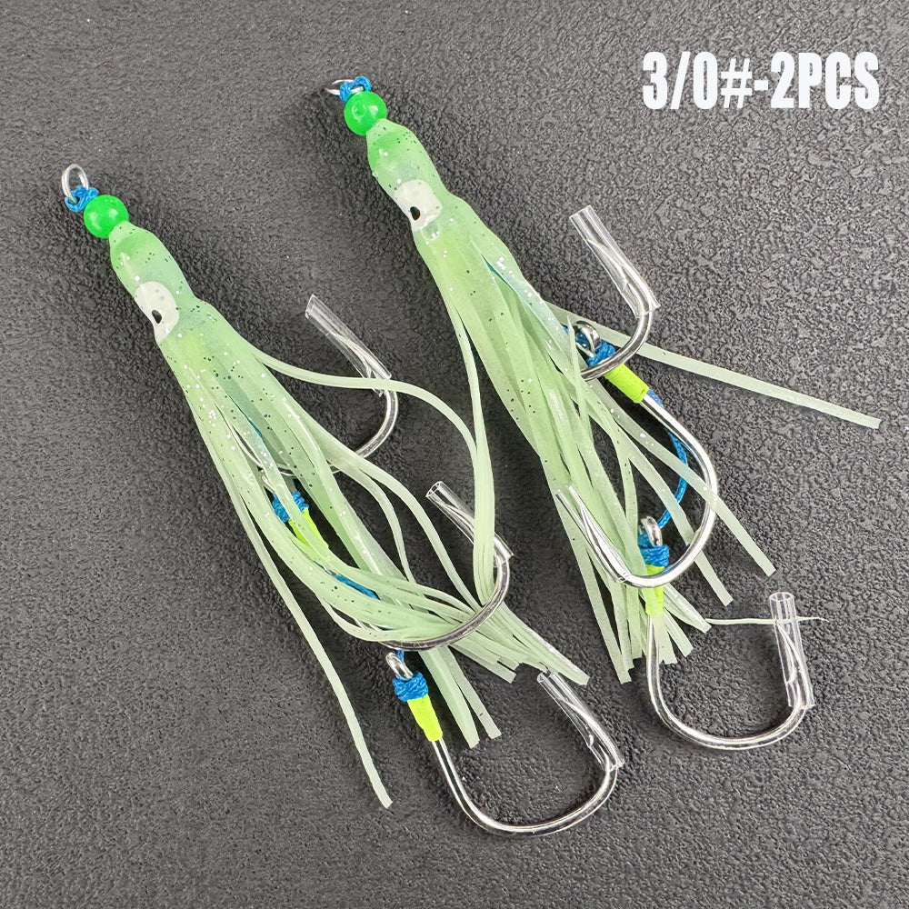 2PCS Sea Fishing Luminous Squid Hooks, Realistic Octopus Three-Hook Boat Fishing for Mackerel And Ribbonfish Hooks