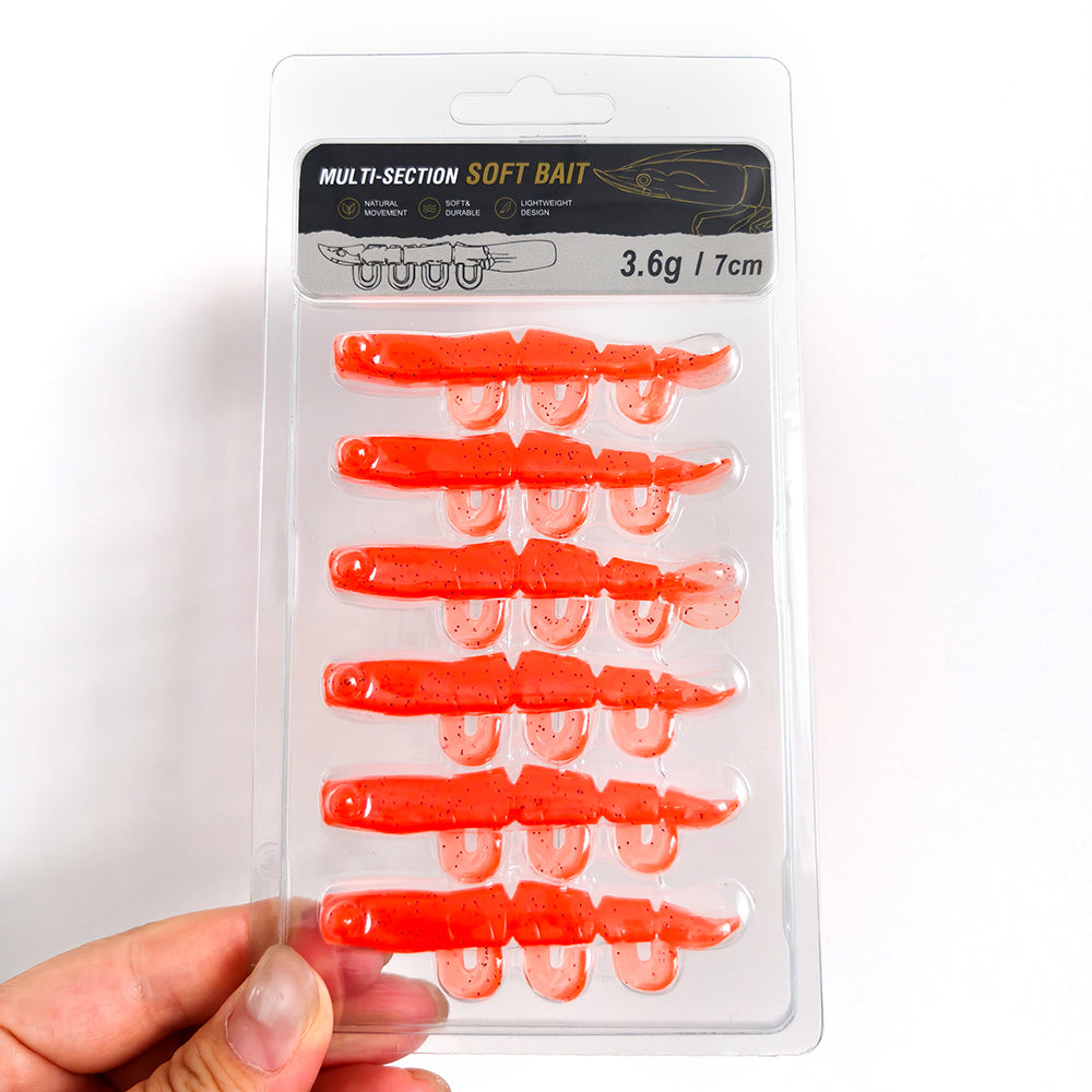 5/6PCS Soft Worm Shrimp Fishing Lure 70mm/100mm Artificial Baits Bass Silicone Fishing Lure