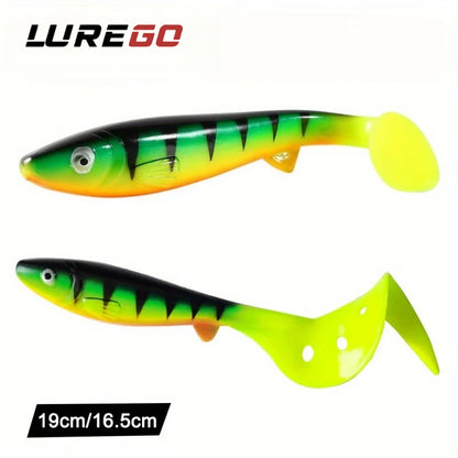 Giant 7.48inch/6.5inch T-Tail Curled Tail Grub Soft Fishing Lure - Saltwater Freshwater Bass Grouper Bait