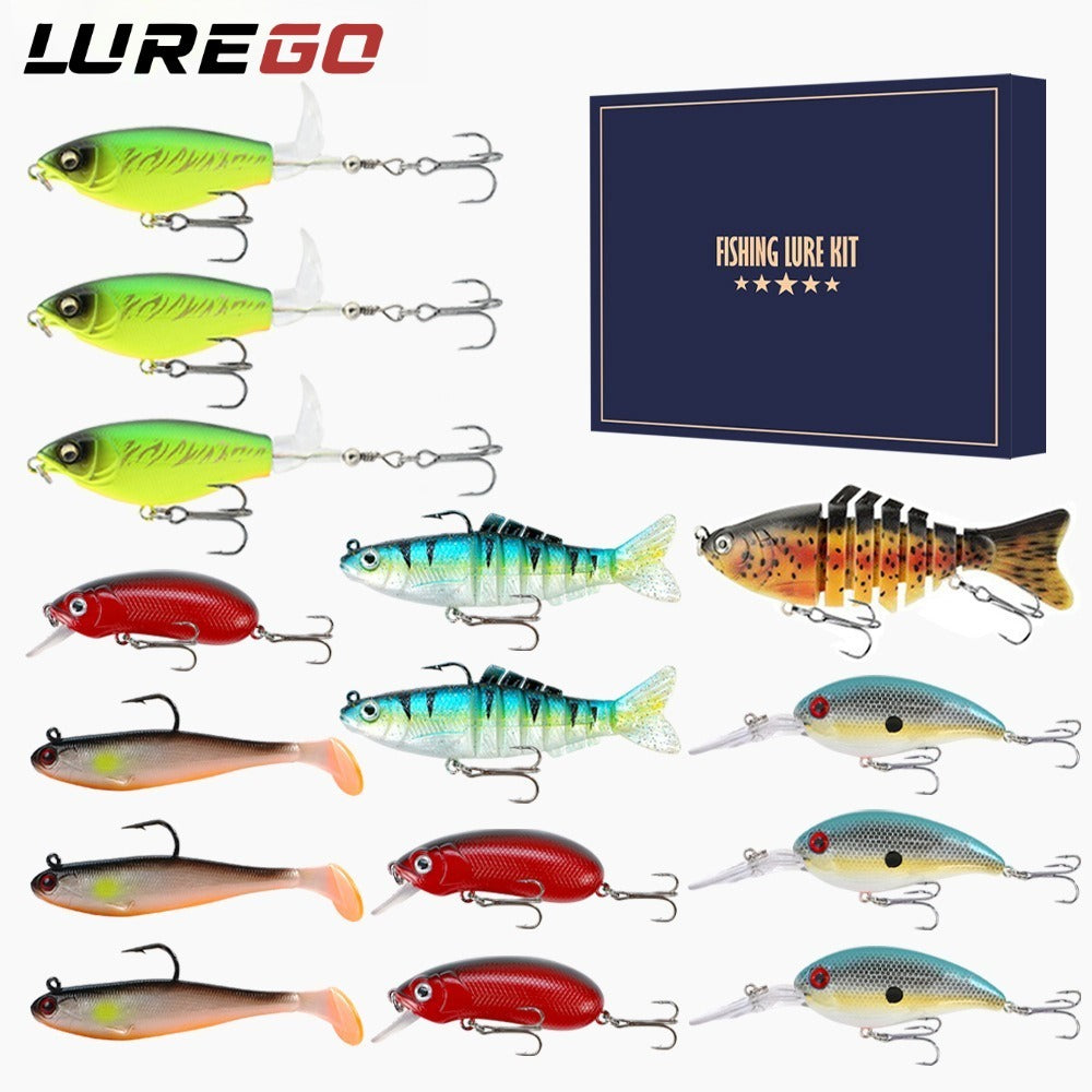 Premium 15-Pcs Fishing Lure Kit – Complete Tackle Set in a Gift Box with Hook Protectors