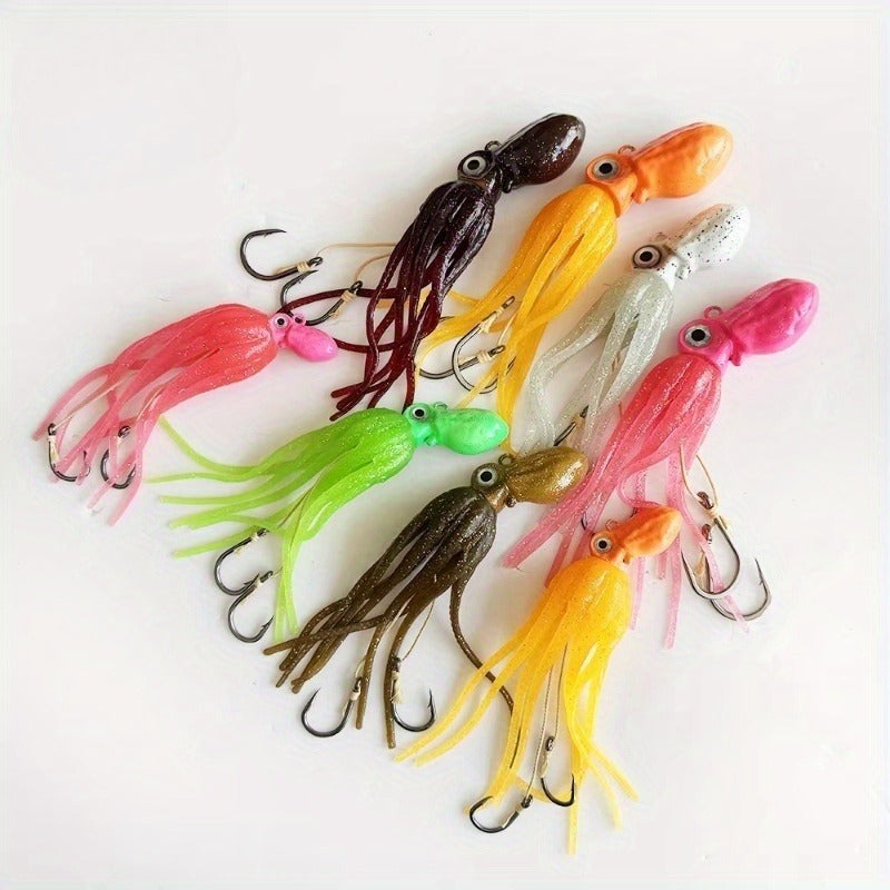 100g-450g Triple Size TPE Jig Bait - Deep Sea Giant Squid Lure with 2Treble Hooks, Realistic Fish Scale Detailing