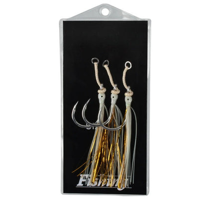 3PCS/Bag Assist Hooks 3/0‑9/0 Glow Squid Octopus Single Hook Saltwater Heavy Metal Jigging