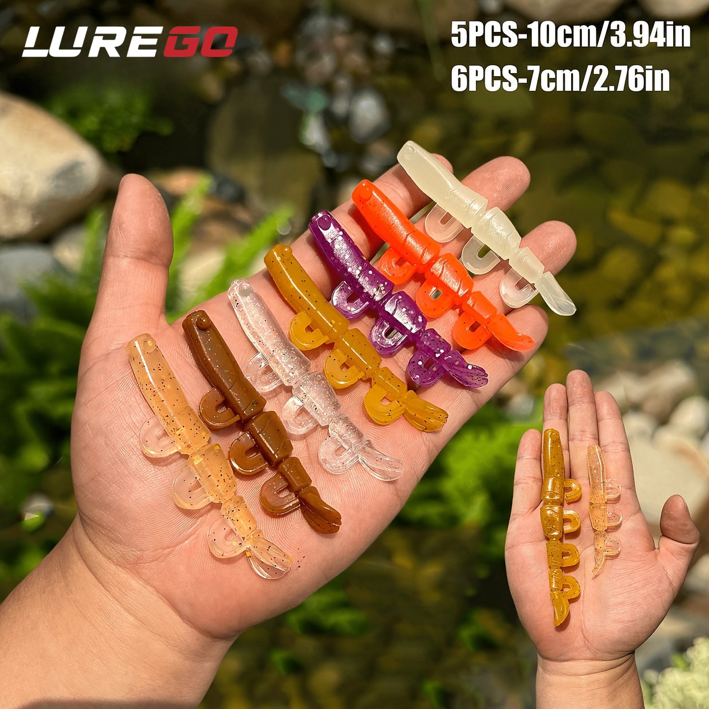 5/6PCS Soft Worm Shrimp Fishing Lure 70mm/100mm Artificial Baits Bass Silicone Fishing Lure