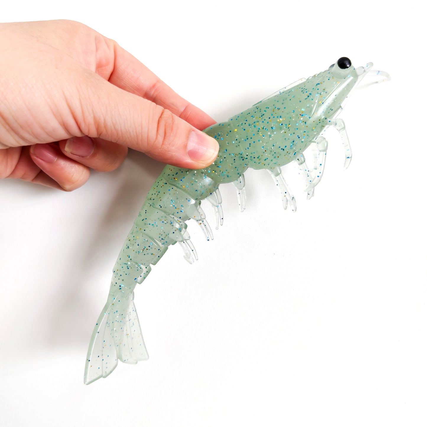 18cm/38g /Realistic Soft Artificial Shrimp Fishing Lures, Silicone Prawn Baits for Saltwater Sea Fishing