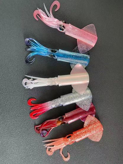 Replacement Squid Body – Glow-UV Soft Bait, Durable Silicone Body, Easy to Install NO JIG HEAD