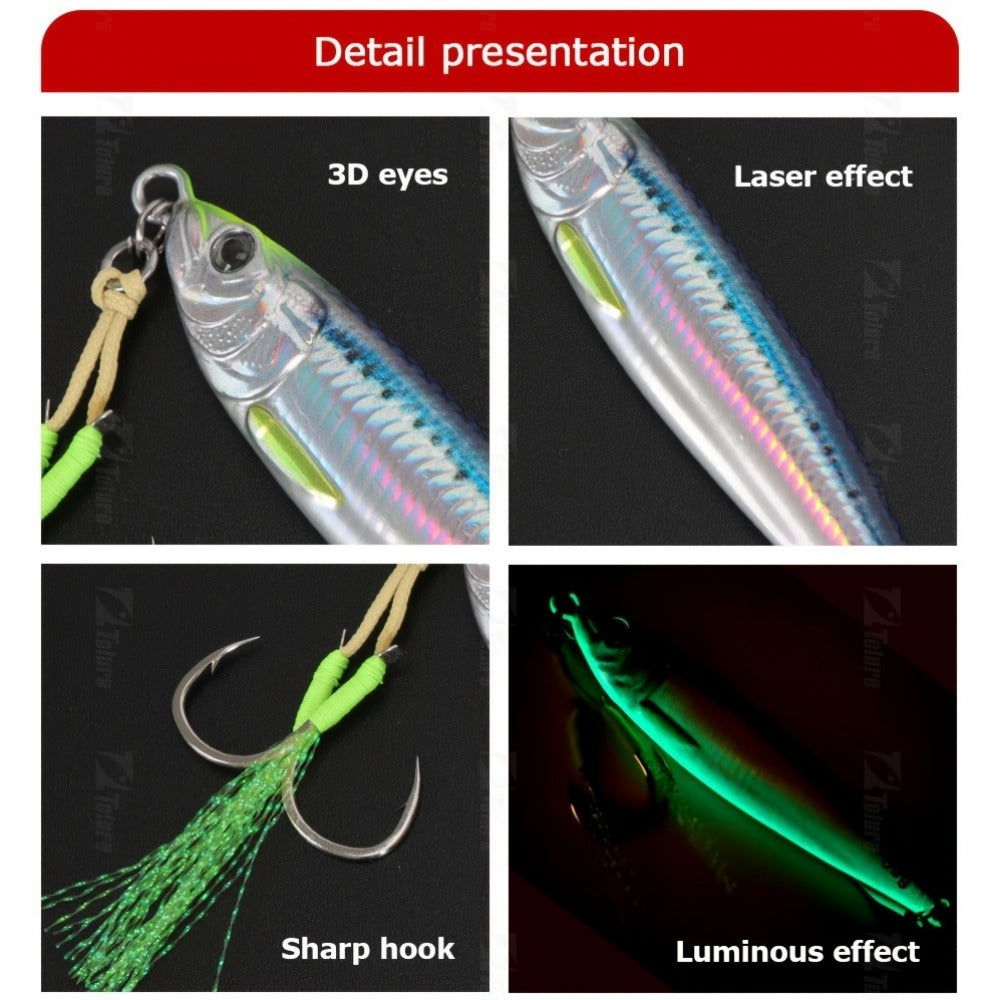 3D Printed Fast Sinking Metal Jig Lure - 20g-100g Saltwater Shore Casting Fishing Lure