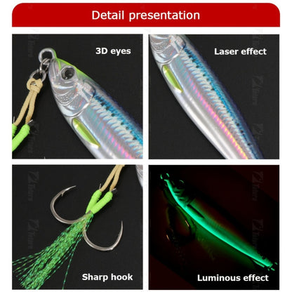 3D Printed Fast Sinking Metal Jig Lure - 20g-100g Saltwater Shore Casting Fishing Lure