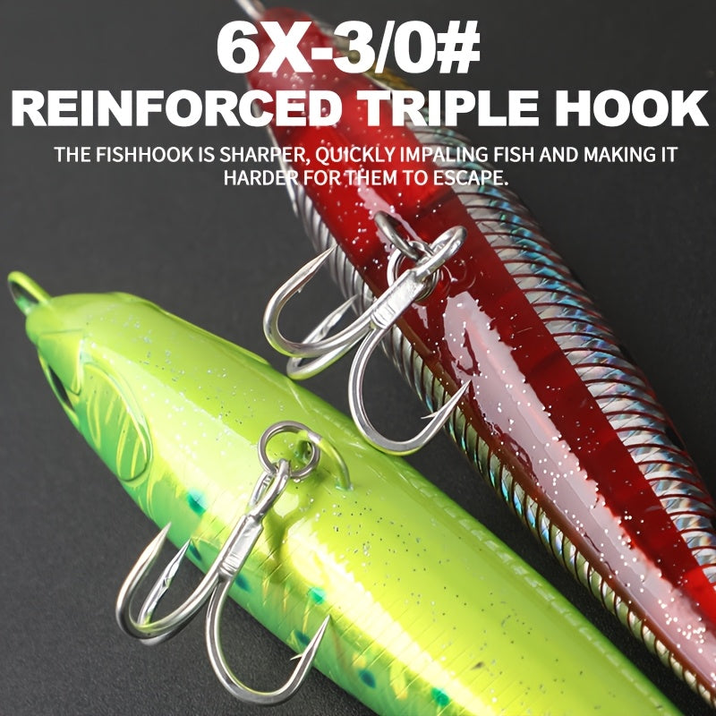 160mm/70g 3D Print Sinking Hard Fishing Lure, Yozuri Style Musky Crankbait Pencil Bait With Treble Hooks