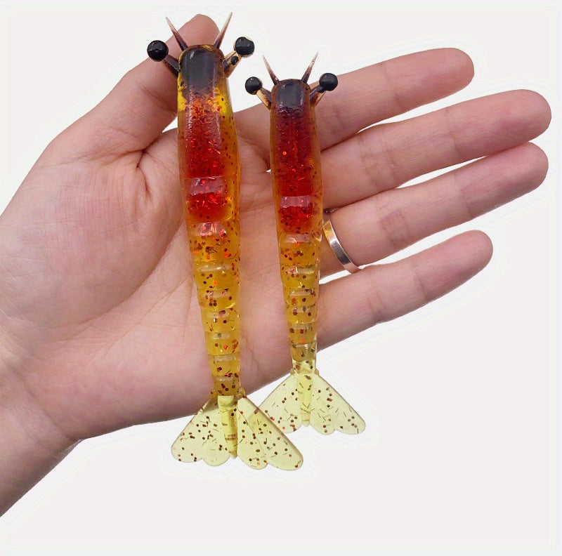 2pcs Ironclad Giant Shrimp Soft Bait - Sinking Lure with Anti-Bite Cutting Design, PVC Material, Perfect for Freshwater and Saltwater Fishing