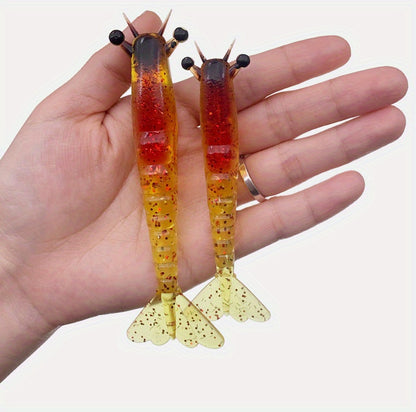 2pcs Ironclad Giant Shrimp Soft Bait - Sinking Lure with Anti-Bite Cutting Design, PVC Material, Perfect for Freshwater and Saltwater Fishing