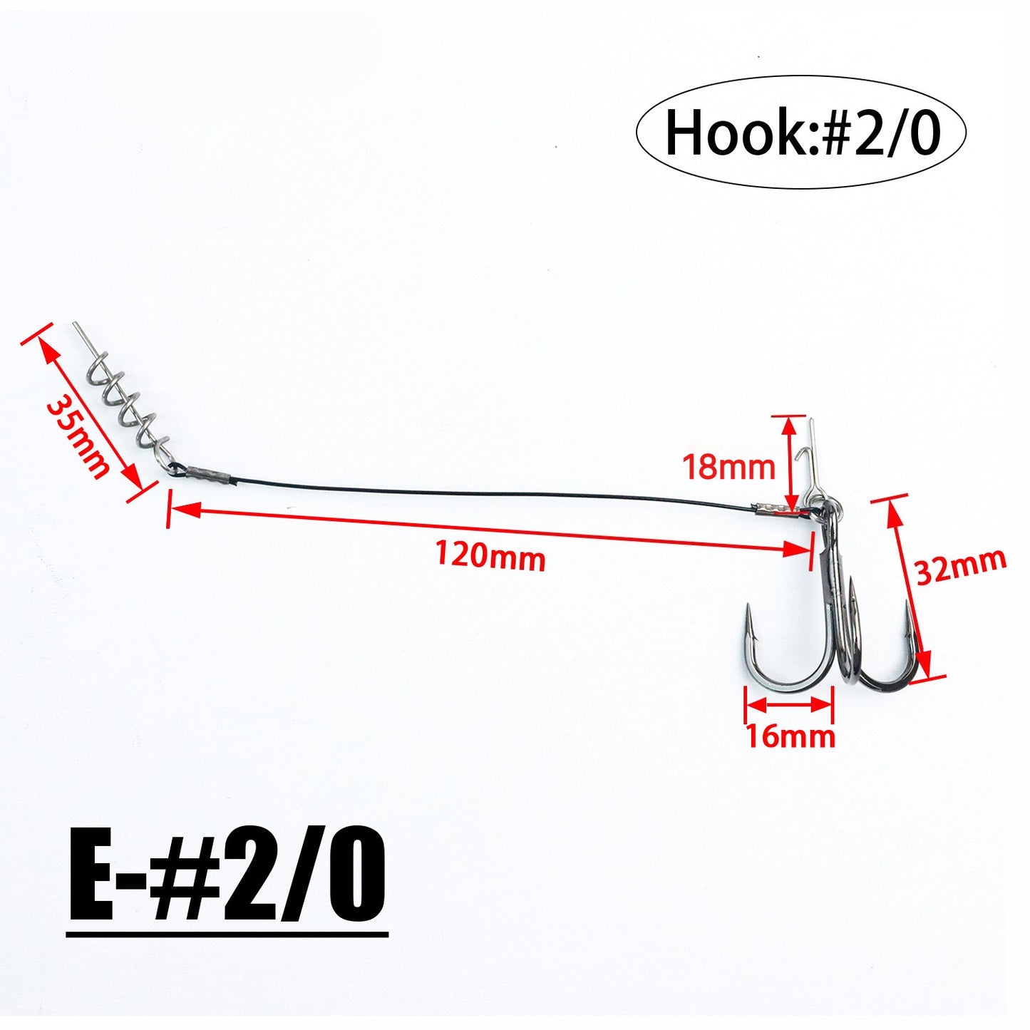 2PC Stinger Wire Trace Leader With Screw Treble Hook For Soft Bait