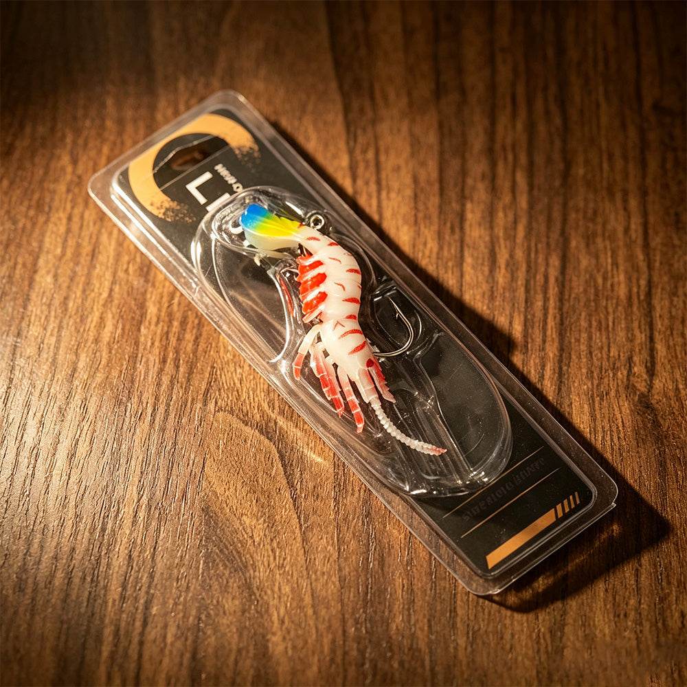 Soft Shrimp Lure 9cm/8g Glow UV Fluorescent Artificial Bait, Lifelike Legs Antenna Tail for Bass Trout Redfish
