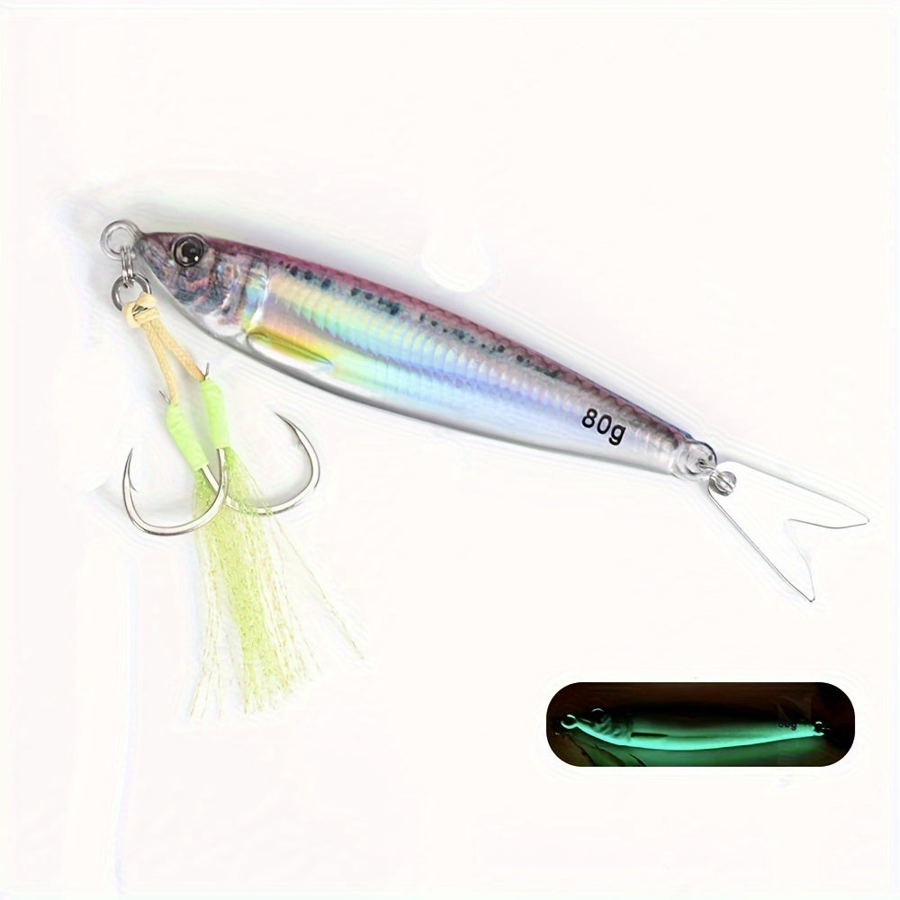 3D Printed Fast Sinking LUREGO 1pc Metal Jig Lure - 40g 60g 80g Saltwater Shore Casting Fishing Lure - Vertical Metal Jig