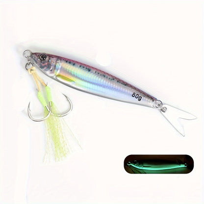 3D Printed Fast Sinking LUREGO 1pc Metal Jig Lure - 40g 60g 80g Saltwater Shore Casting Fishing Lure - Vertical Metal Jig