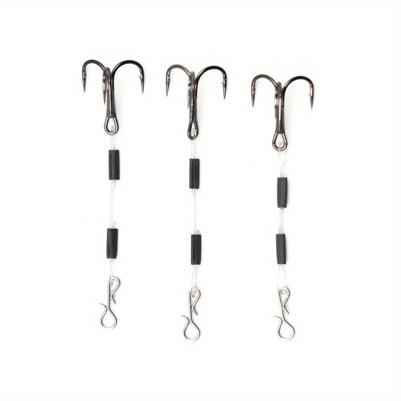3pcs  Mustad STINGER RIG with Quick Change Hooks - High-Strength Wire Leader for Pike, Bass, and Predatory Fish
