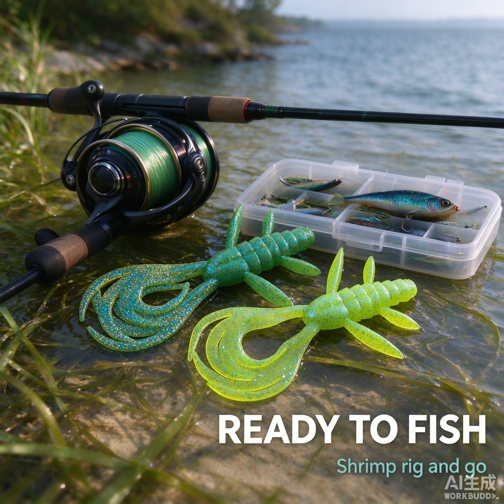 LUREGO Shrimp Swimbait 17-19cm, 43-61g, Multi-Tentacle Curly Tail