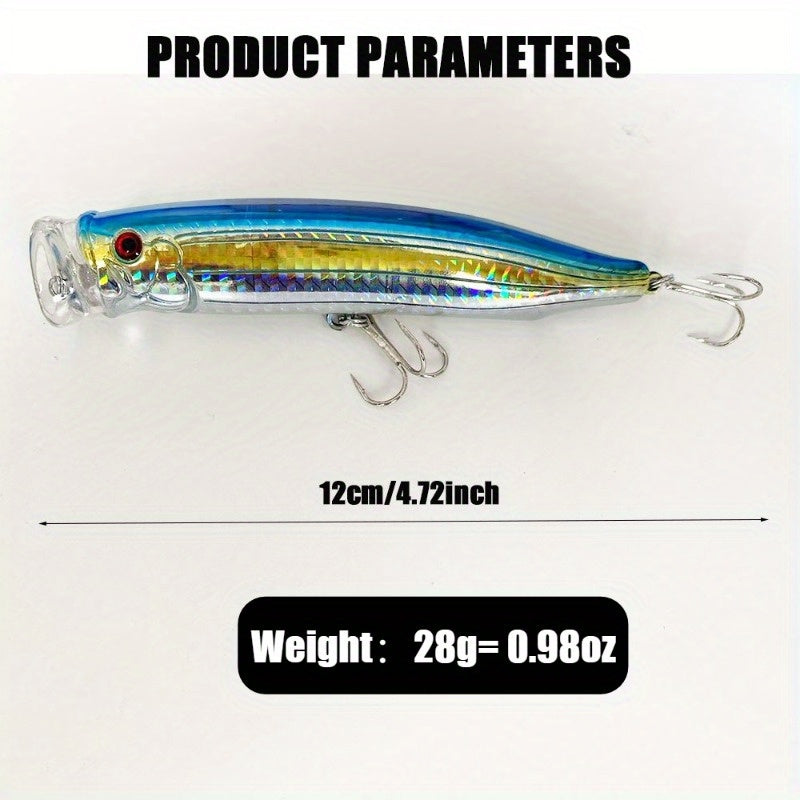 28g ABS Fishing Popper Lure with Wire-Integrated Reinforced Body, Surface Splash Bait for Long-Casting Floating Seabass Lure