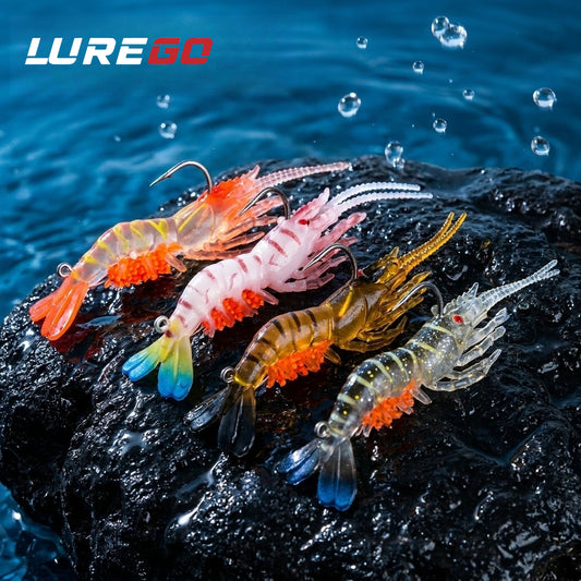 Soft Shrimp Lure 9cm/8g Glow UV Fluorescent Artificial Bait, Lifelike Legs Antenna Tail for Bass Trout Redfish