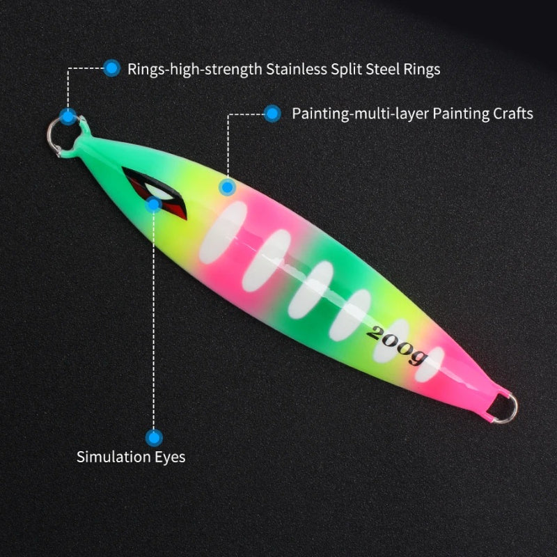 130g-220g Slow Pitch Jigging Lure, Saltwater Offshore Metal Jig