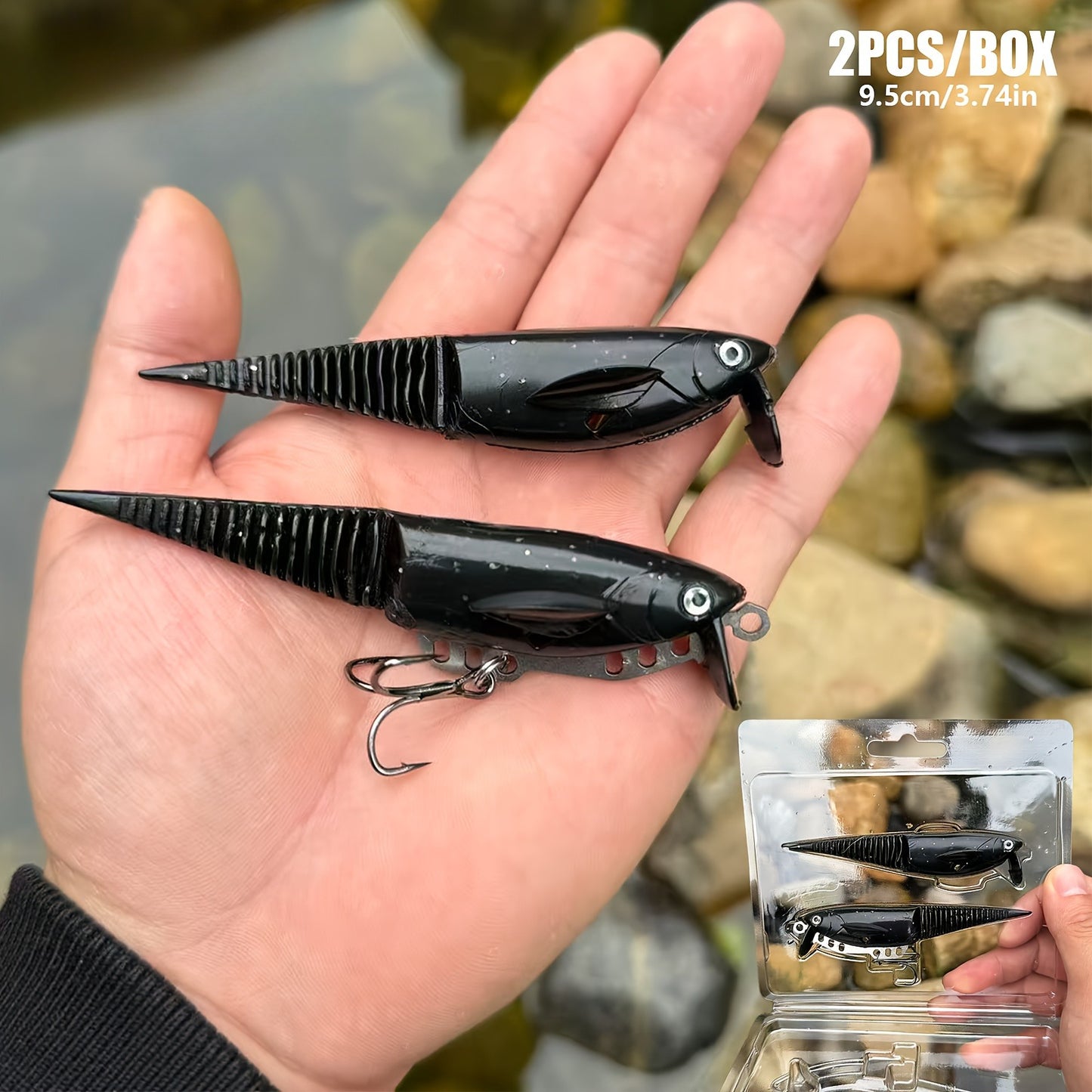 2PCS Adjustable-wing Lure | Lifelike swimming action with a thick needle tail design 9.5 cm