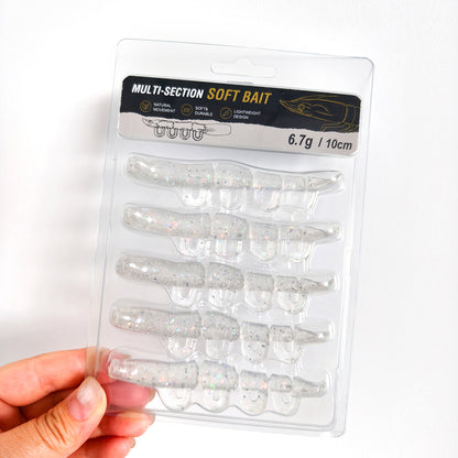 5/6PCS Soft Worm Shrimp Fishing Lure 70mm/100mm Artificial Baits Bass Silicone Fishing Lure