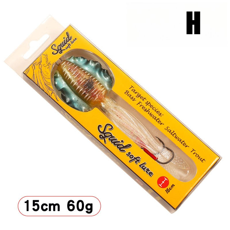 60g Soft Squid Bait Fishing Trolling Lure Octopus Head Jigs Luminous UV Squid Jig