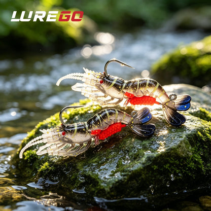 LUREGO Glow UV Soft Shrimp Lure 9cm/8g – Bait for Bass, Trout & Redfish