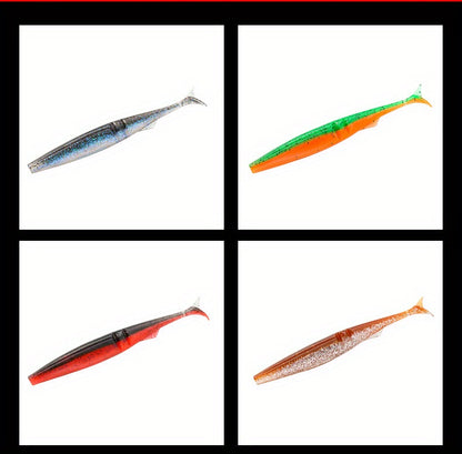 5pcsT-Tail Soft Lures 4.72" - 9.9g, High-Swim Simulated Fish Baits for Bass