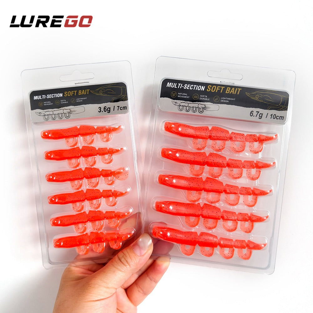 5/6PCS Soft Worm Shrimp Fishing Lure 70mm/100mm Artificial Baits Bass Silicone Fishing Lure