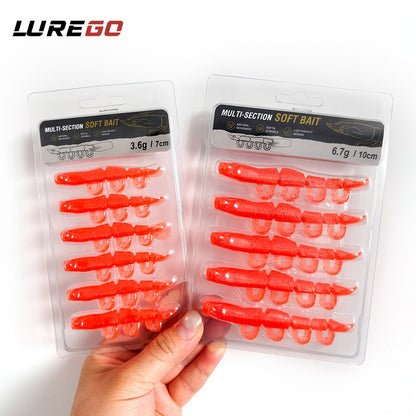 5/6PCS Soft Worm Shrimp Fishing Lure 70mm/100mm Artificial Baits Bass Silicone Fishing Lure