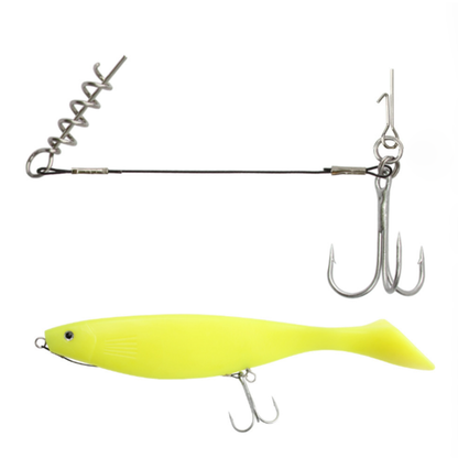 2PC Stinger Wire Trace Leader With Screw Treble Hook For Soft Bait