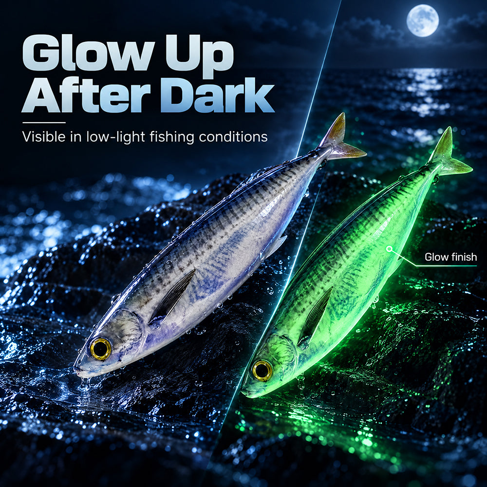 LUREGO Glow Mackerel Swimbait 20/25cm – Weedless Soft Lure for Flounder & Sea Bass
