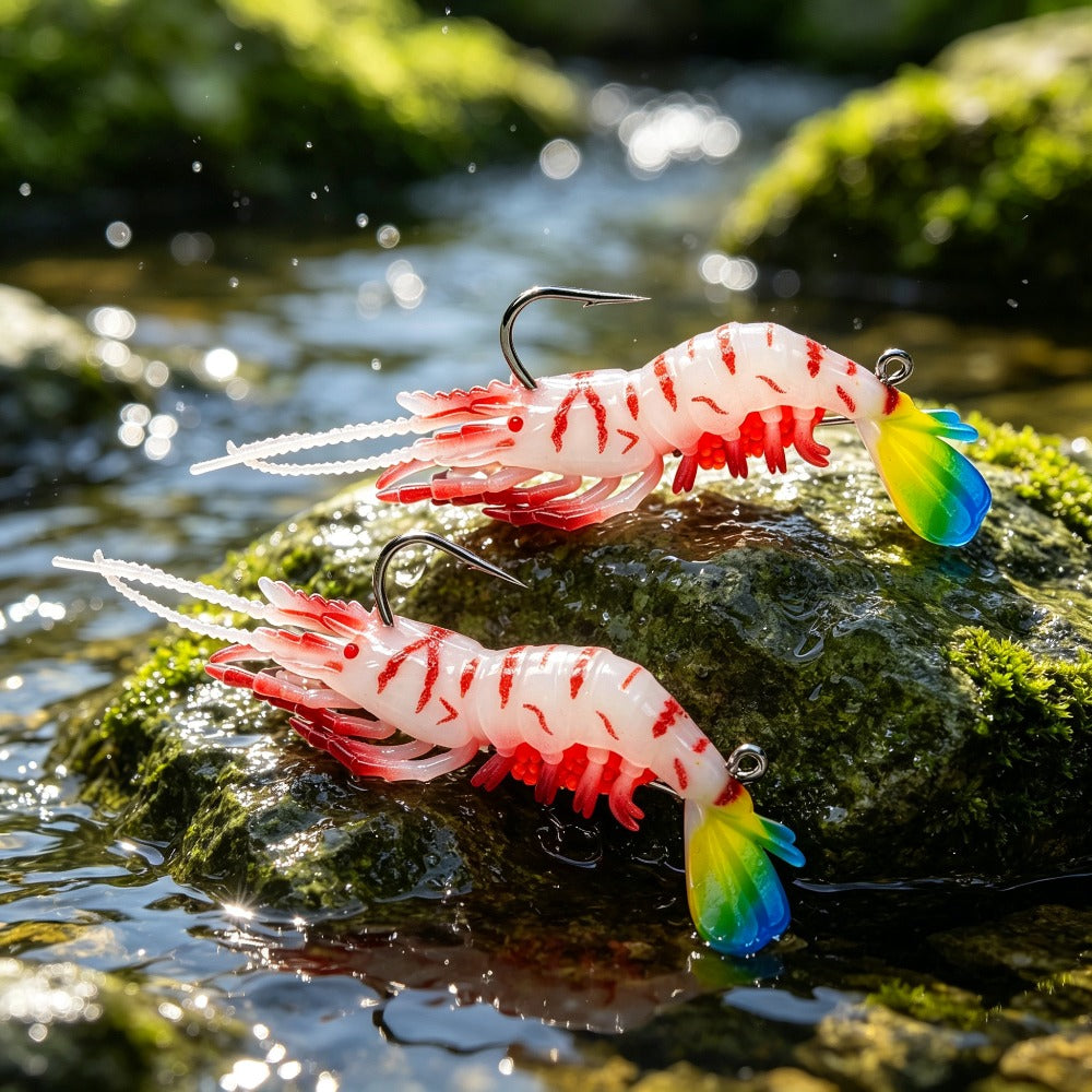 LUREGO Glow UV Soft Shrimp Lure 9cm/8g – Bait for Bass, Trout & Redfish