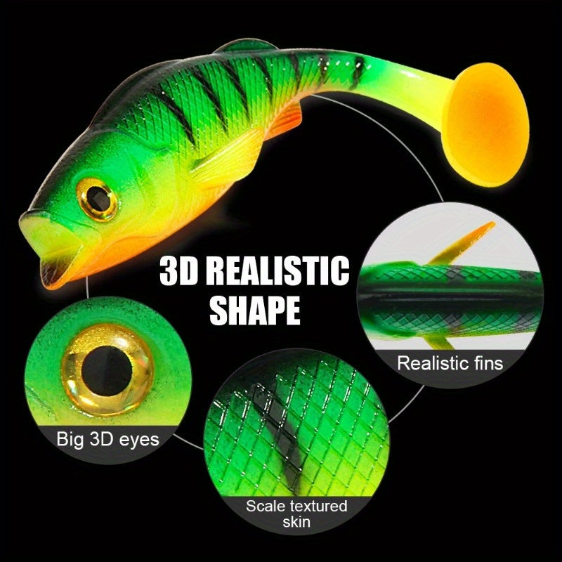3pcs 7cm/11cm/14cm Soft Tail Realistic Fish Lures - Floating & Sinking Dual Action, High-Density Durable PVC Bait for Bass