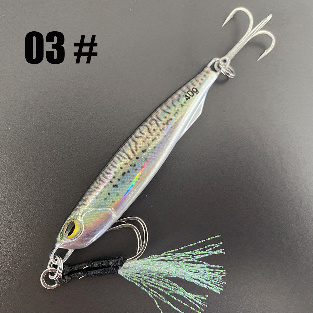 LUREGO 40g/1.41oz Artificial Metal Fishing Lure, Bionic Sinking Pencil Jigbait With 2 Treble Hooks For Saltwater Fishing