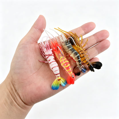 Soft Shrimp Lure 9cm/8g Glow UV Fluorescent Artificial Bait, Lifelike Legs Antenna Tail for Bass Trout Redfish