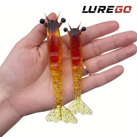 2pcs Ironclad Giant Shrimp Soft Bait - Sinking Lure with Anti-Bite Cutting Design, PVC Material, Perfect for Freshwater and Saltwater Fishing