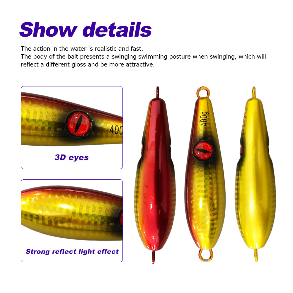 300‑600g Deep Sea Heavy Metal Jig Lure, Glow Spot Jig Bait for Offshore Sea Fishing Grouper Tuna