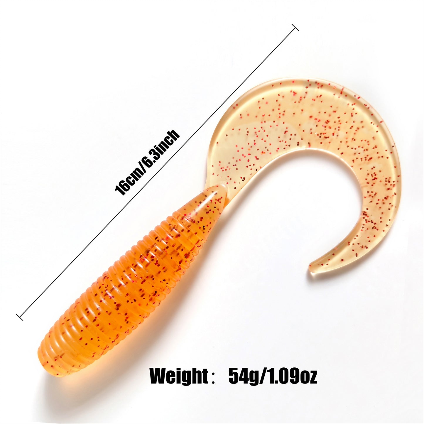 16cm/54g Ribbed Curl Tail T-Tail Soft Bait | High Realism Saltwater Lure, Long Cast All-Water Column