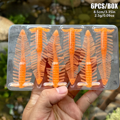 6pcs Set of Very Special Multi-Legged Soft Bait Lures, Leaf-Shaped Fishing Soft Baits