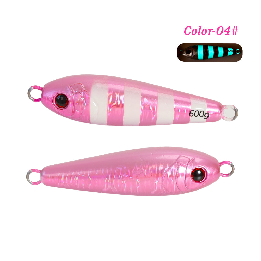 400g 500g 600g Fat Glow Metal Jigs Heavy Weight Deep Sea Boat Fishing Luminous Jigging Lures
