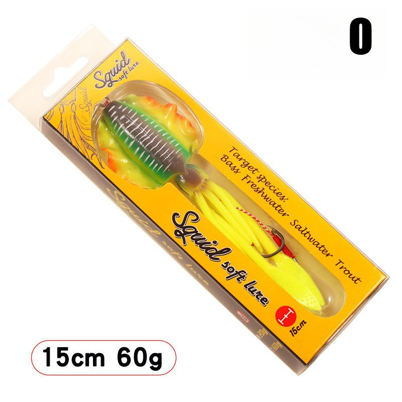 60g Soft Squid Bait Fishing Trolling Lure Octopus Head Jigs Luminous UV Squid Jig