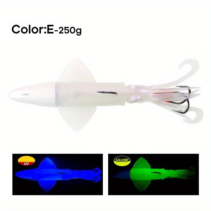 Big Eye Squid Fishing Lure - Glow-in-the-Dark UV Lure with Anti-Loose Design, Durable Metal Hooks & Soft Bait for Deep Sea Night Fishing